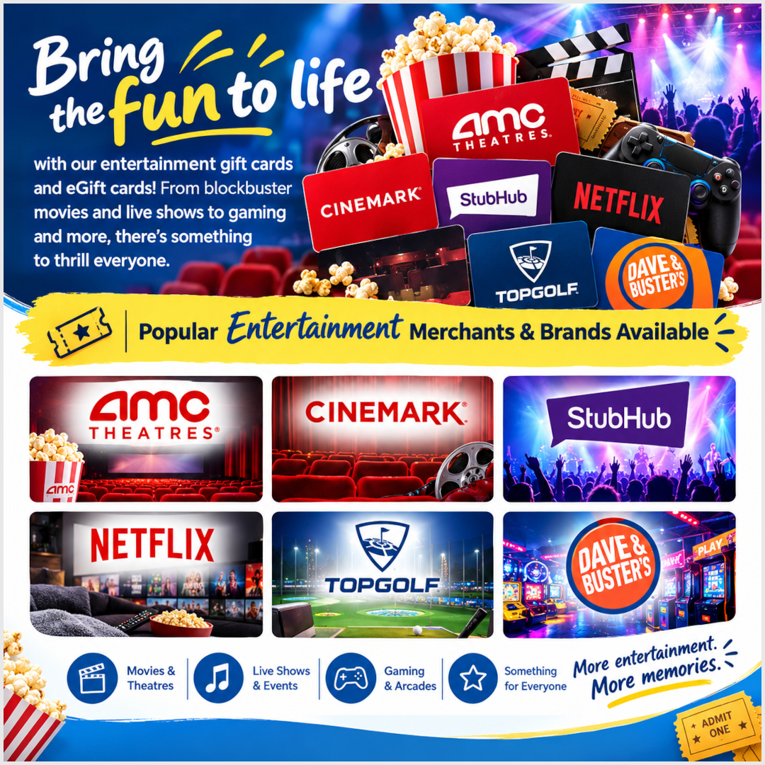 Entertainment Giftcards From 1Kind.TV